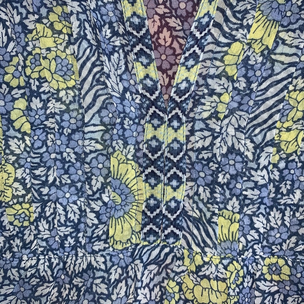 Joie Shara Print Silk Tank Blue Yellow White Small - Picture 8 of 15